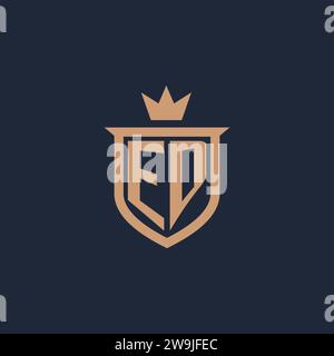 ED monogram initial logo with shield and crown style design ideas Stock Vector