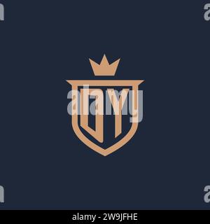 DY monogram initial logo with shield and crown style design ideas Stock Vector