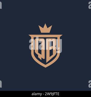 QB monogram initial logo with shield and crown style design ideas Stock Vector