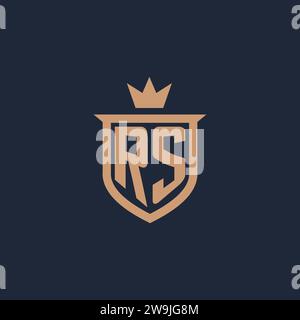 RS monogram initial logo with shield and crown style design ideas Stock Vector