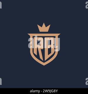 RB monogram initial logo with shield and crown style design ideas Stock Vector