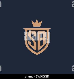 SB monogram initial logo with shield and crown style design ideas Stock Vector