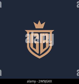 GB monogram initial logo with shield and crown style design ideas Stock Vector