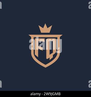FQ monogram initial logo with shield and crown style design ideas Stock Vector