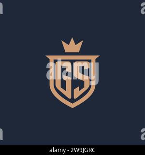 GS monogram initial logo with shield and crown style design ideas Stock Vector