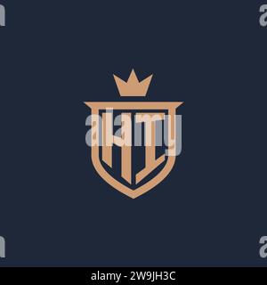 HI monogram initial logo with shield and crown style design ideas Stock Vector