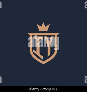 IY monogram initial logo with shield and crown style design ideas Stock Vector