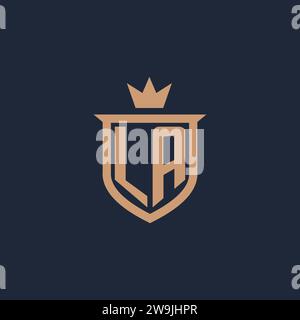 LA monogram initial logo with shield and crown style design ideas Stock Vector