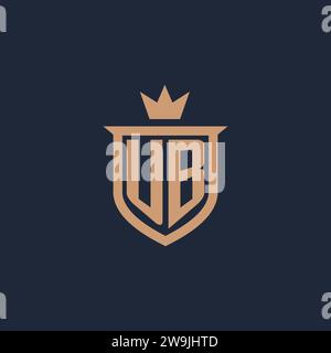 UB monogram initial logo with shield and crown style design ideas Stock Vector