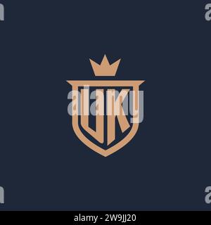 UK monogram initial logo with shield and crown style design ideas Stock Vector