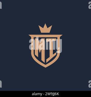 MI monogram initial logo with shield and crown style design ideas Stock Vector