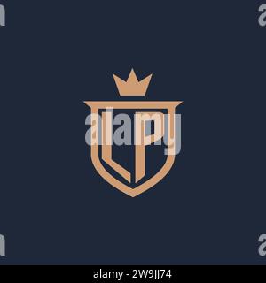LP monogram initial logo with shield and crown style design ideas Stock Vector