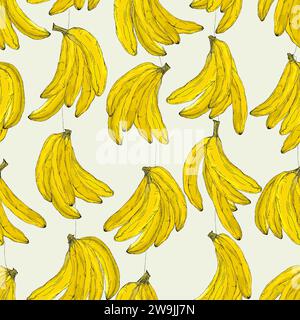 Banana fruit summer seamless vector pattern wallpaper Stock Photo