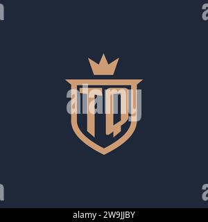 TQ monogram initial logo with shield and crown style design ideas Stock Vector