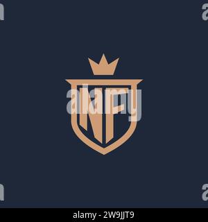 NF monogram initial logo with shield and crown style design ideas Stock Vector