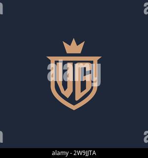 VG monogram initial logo with shield and crown style design ideas Stock Vector