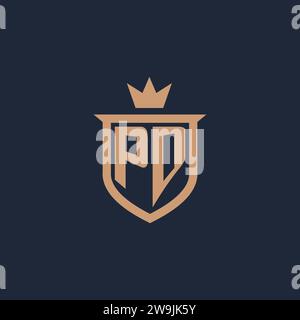 PD monogram initial logo with shield and crown style design ideas Stock Vector