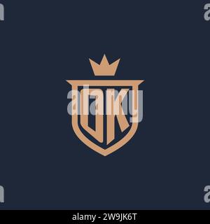 OK monogram initial logo with shield and crown style design ideas Stock Vector