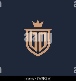 OO monogram initial logo with shield and crown style design ideas Stock Vector