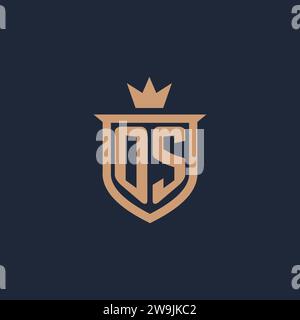 OS monogram initial logo with shield and crown style design ideas Stock Vector