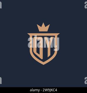 OY monogram initial logo with shield and crown style design ideas Stock Vector