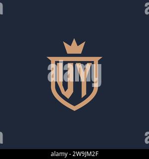 VY monogram initial logo with shield and crown style design ideas Stock Vector