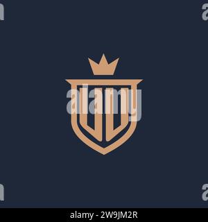 UU monogram initial logo with shield and crown style design ideas Stock Vector