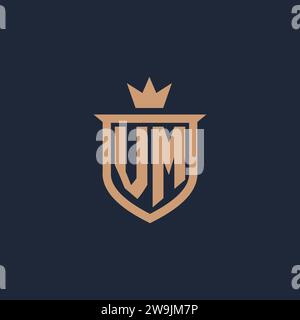 VM monogram initial logo with shield and crown style design ideas Stock Vector
