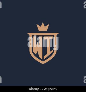 WI monogram initial logo with shield and crown style design ideas Stock Vector