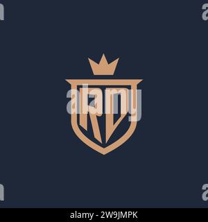 RD monogram initial logo with shield and crown style design ideas Stock Vector