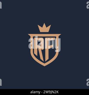 RF monogram initial logo with shield and crown style design ideas Stock Vector