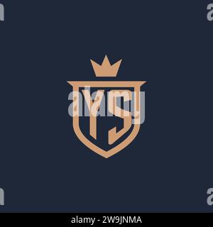 YS monogram initial logo with shield and crown style design ideas Stock Vector