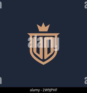 UO monogram initial logo with shield and crown style design ideas Stock Vector