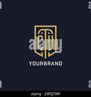 CU monogram with modern and luxury shield shape design vector graphic ...