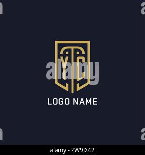 Initial YC shield logo luxury style, Creative company logo design vector graphic Stock Vector