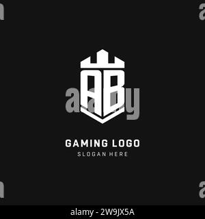 AB monogram logo initial with crown and shield guard shape style vector graphic Stock Vector