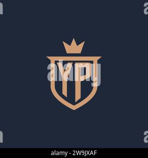 YP monogram initial logo with shield and crown style design ideas Stock Vector