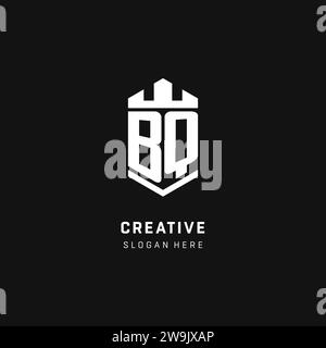BQ monogram logo initial with crown and shield guard shape style vector graphic Stock Vector