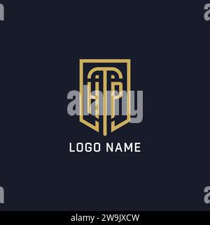 Initial HP shield logo luxury style, Creative company logo design vector graphic Stock Vector