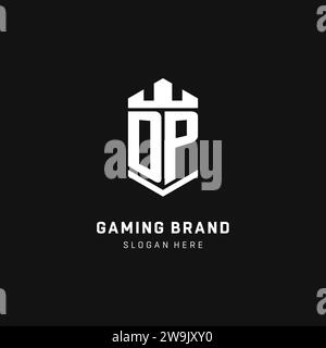 DP monogram logo initial with crown and shield guard shape style vector graphic Stock Vector