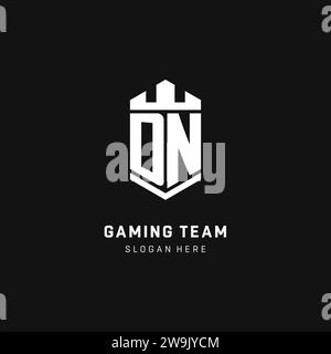 DN monogram logo initial with crown and shield guard shape style vector graphic Stock Vector