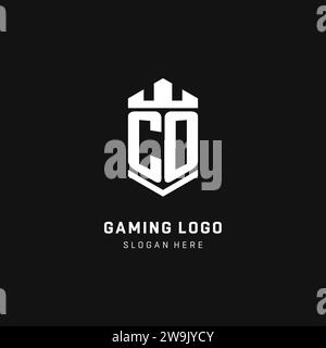 CO monogram logo initial with crown and shield guard shape style vector graphic Stock Vector
