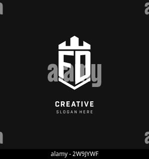 FD monogram logo initial with crown and shield guard shape style vector graphic Stock Vector