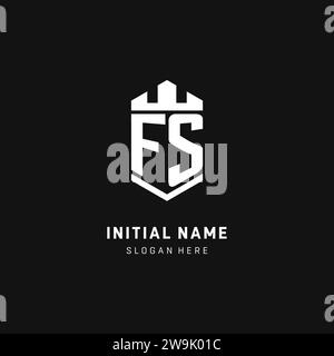 FS monogram logo initial with crown and shield guard shape style vector graphic Stock Vector