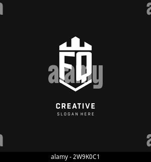 FQ monogram logo initial with crown and shield guard shape style vector graphic Stock Vector