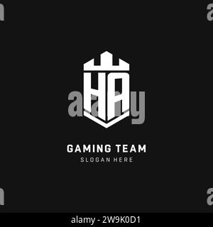 HA monogram logo initial with crown and shield guard shape style vector graphic Stock Vector