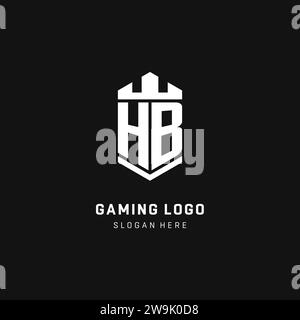 HB monogram logo initial with crown and shield guard shape style vector graphic Stock Vector