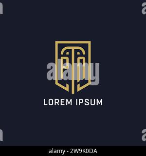 Initial PN shield logo luxury style, Creative company logo design vector graphic Stock Vector