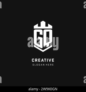 GQ monogram logo initial with crown and shield guard shape style vector graphic Stock Vector