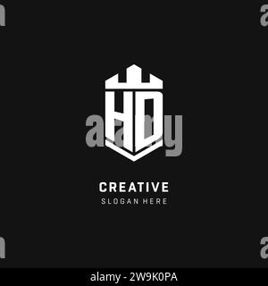 HD monogram logo initial with crown and shield guard shape style vector graphic Stock Vector